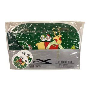 Intex Vinyl Reindeer Table Placemats Coasters Napkins Vintgae